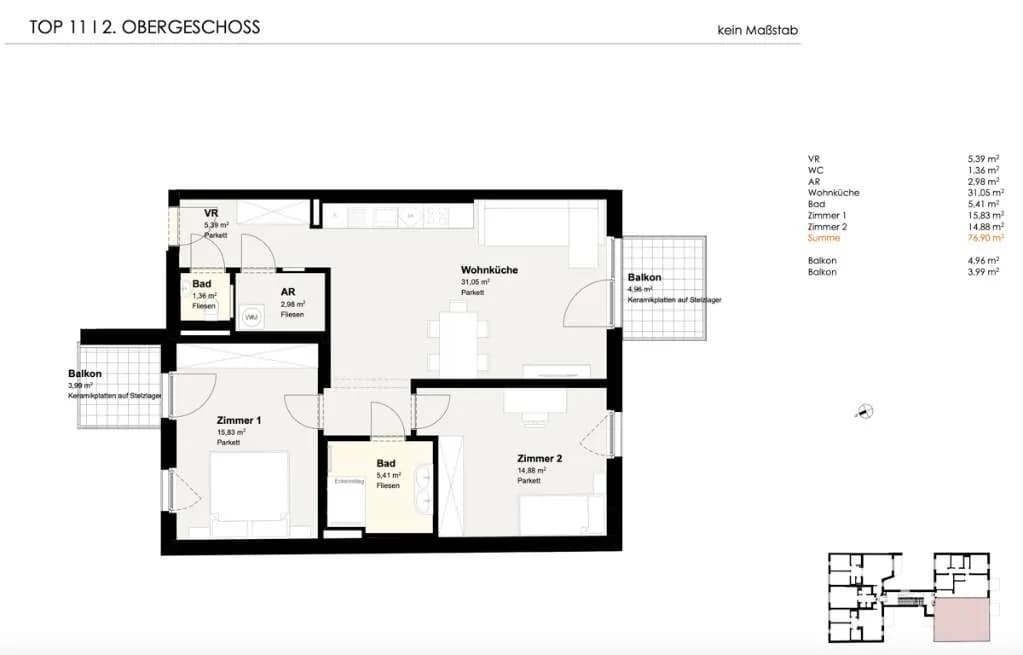 3-Zimmer-Wohnung kaufen in Baden – 76,9 m², € 549.000 – Bild 11 von 11