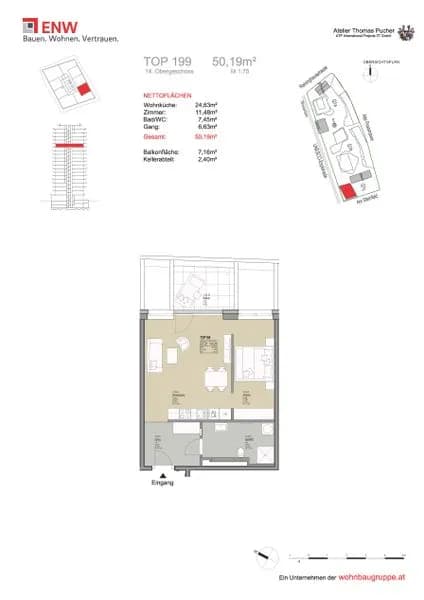 1-Zimmer-Wohnung mieten in Graz – 50,19 m², € 858 – Bild 3 von 3