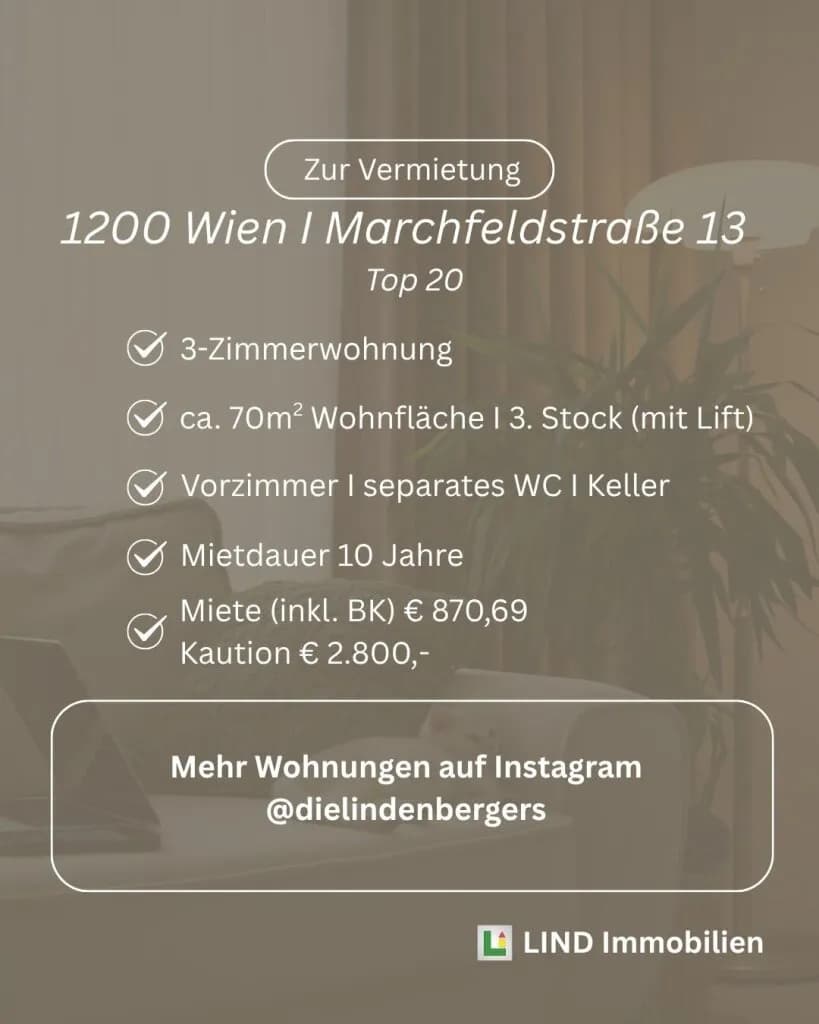3-Zimmer-Wohnung mieten in Wien – 70,85 m², € 871
