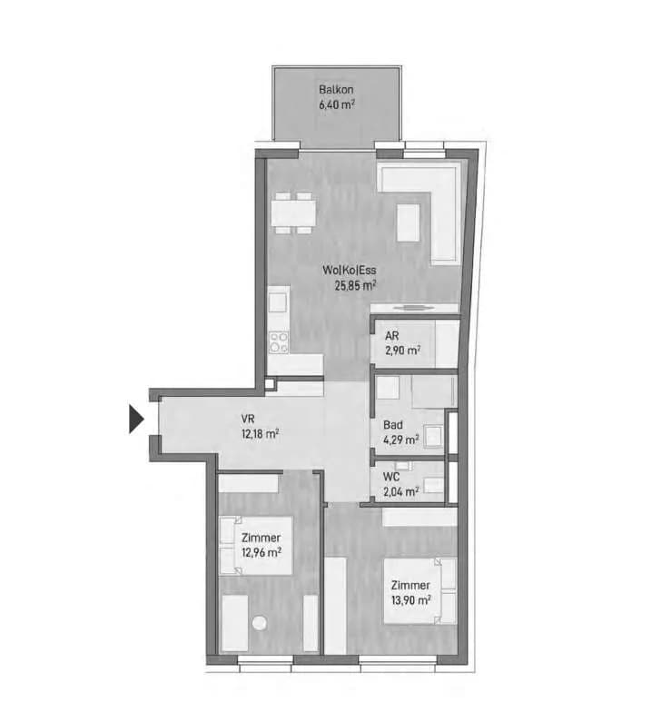 3-Zimmer-Wohnung kaufen in Graz – 74,12 m², € 334.652