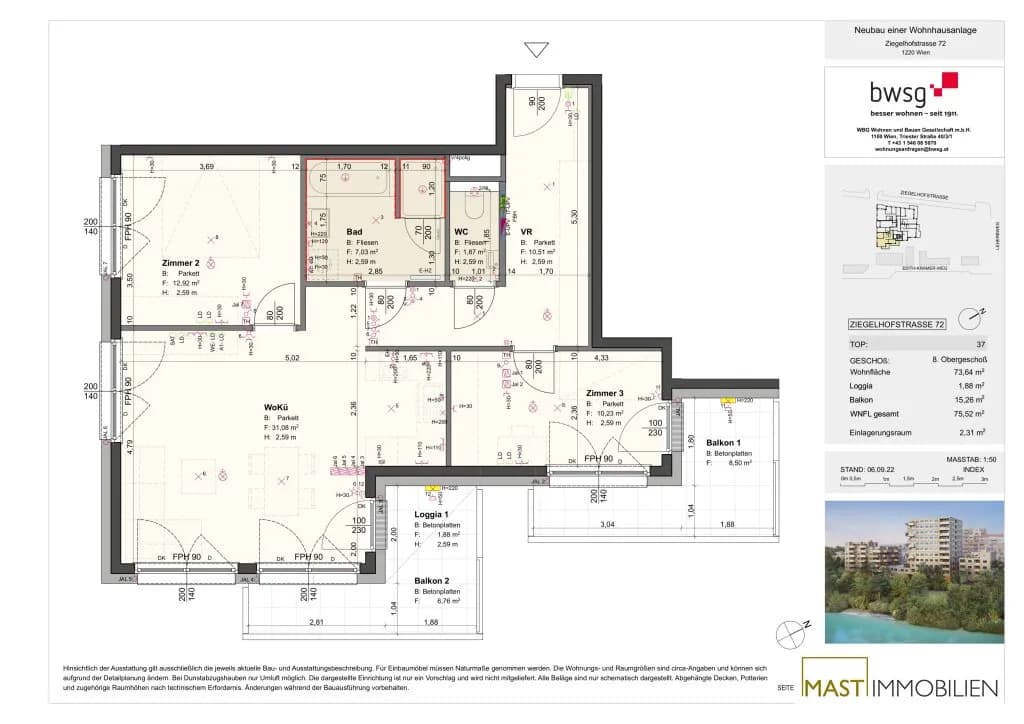 3-Zimmer-Wohnung kaufen in Wien – 73,64 m², € 469.000 – Bild 15 von 16