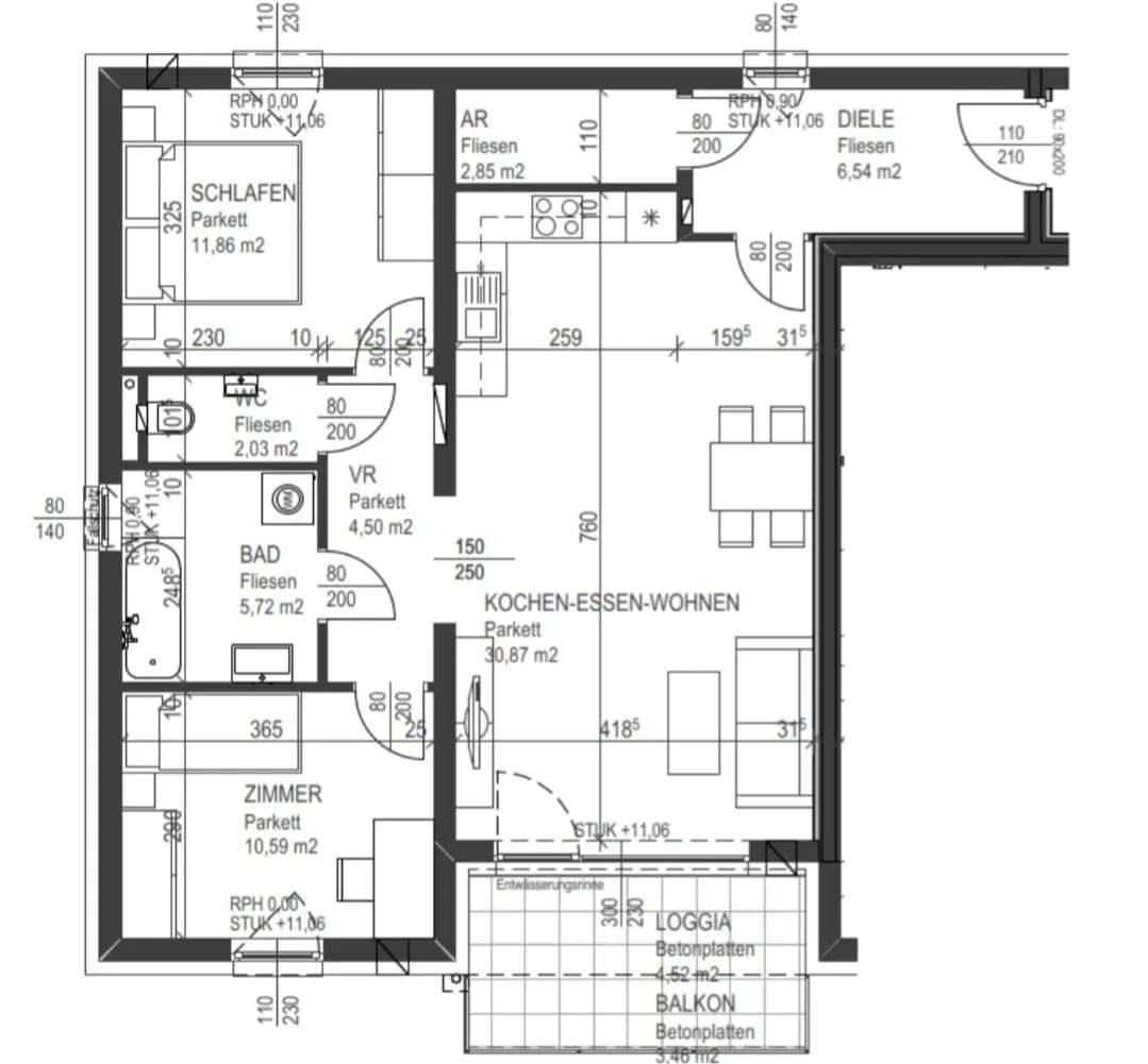 3-Zimmer-Wohnung mieten in Freistadt – 79 m², € 890