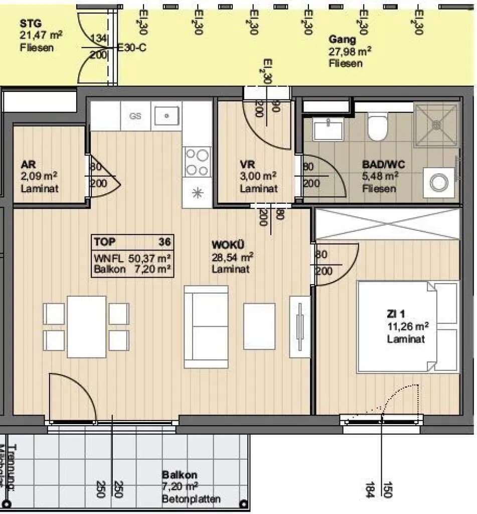 2-Zimmer-Wohnung kaufen in Korneuburg – 50,37 m², € 399.000 – Bild 23 von 24