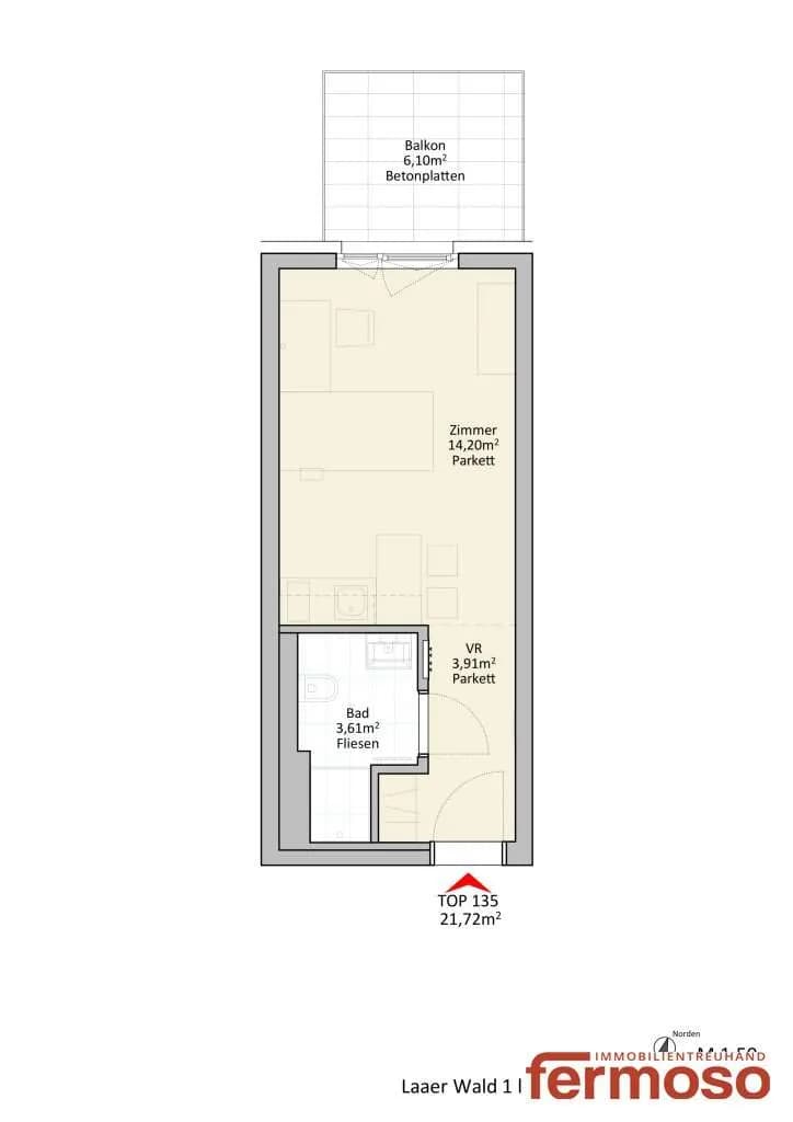 1-Zimmer-Wohnung mieten in Wien – 21,72 m², € 739 – Bild 12 von 12