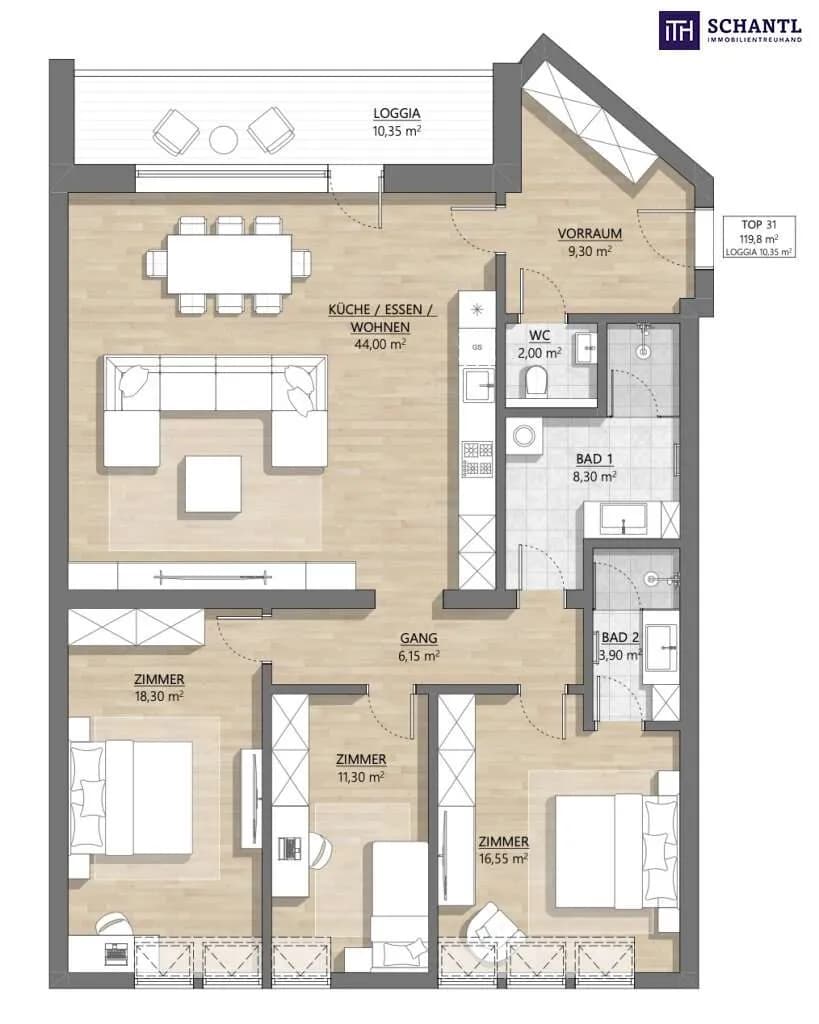 4-Zimmer-Wohnung kaufen in Wien – 119,35 m², € 1.125.945 – Bild 15 von 15
