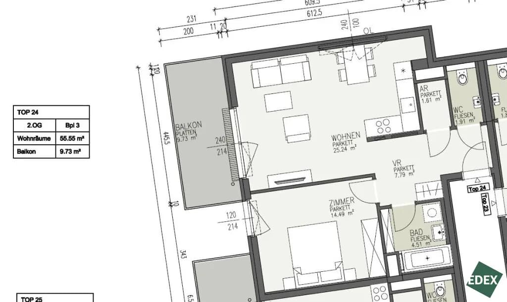 2-Zimmer-Wohnung mieten in Wien – 55,55 m², € 1.240 – Bild 12 von 12