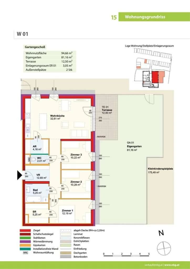 4-Zimmer-Wohnung mieten in Horn – 94,66 m², € 993 – Bild 2 von 3