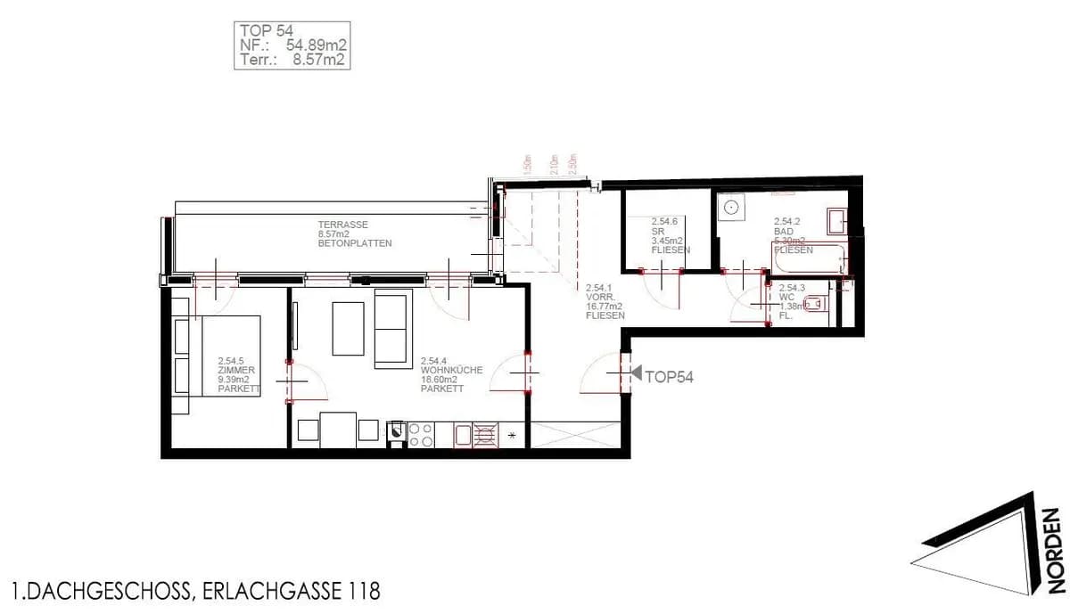 2-Zimmer-Wohnung mieten in Wien – 54,59 m², € 949 – Bild 10 von 12
