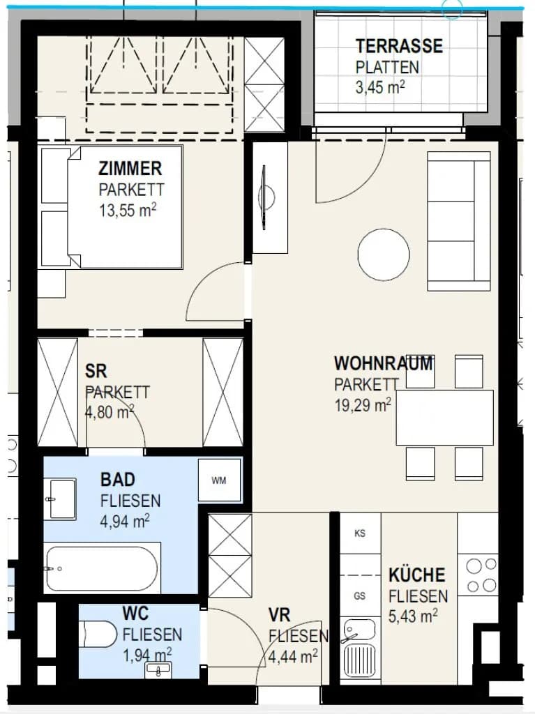 2-Zimmer-Wohnung mieten in Mistelbach – 54,16 m², € 997 – Bild 16 von 18