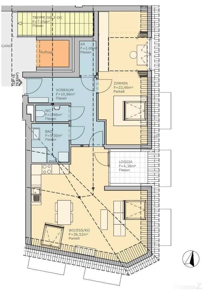 2-Zimmer-Wohnung mieten in Graz – 79 m², € 947 – Bild 3 von 5
