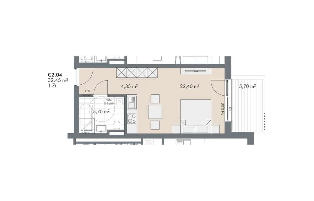 1-Zimmer-Wohnung mieten in Schwaz – 32,45 m², € 995 – Bild 6 von 6