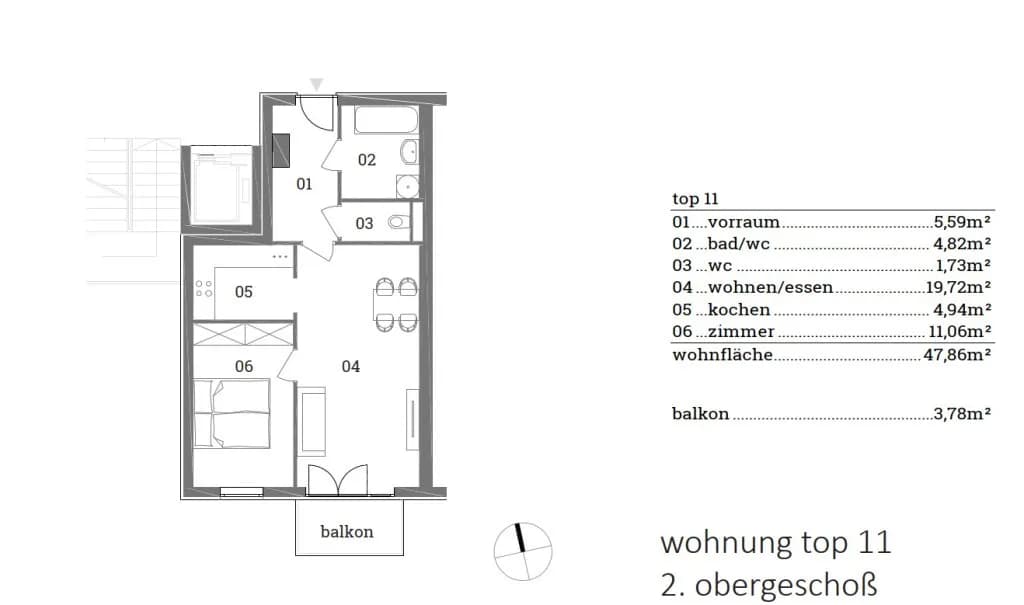 2-Zimmer-Wohnung kaufen in Graz – 47,86 m², € 182.552 – Bild 6 von 6
