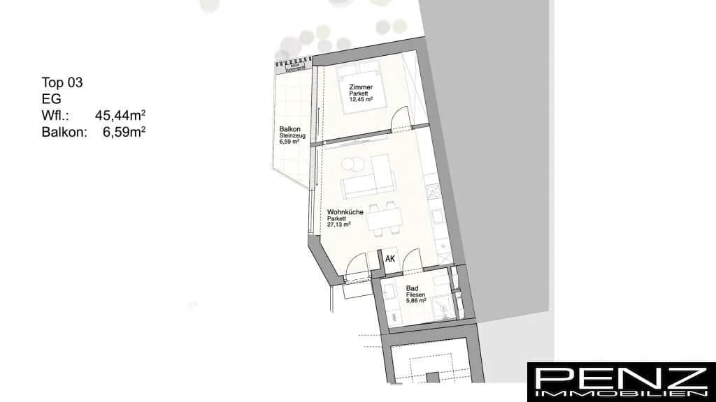 2-Zimmer-Wohnung kaufen in Linz – 45,44 m², € 315.000 – Bild 4 von 5