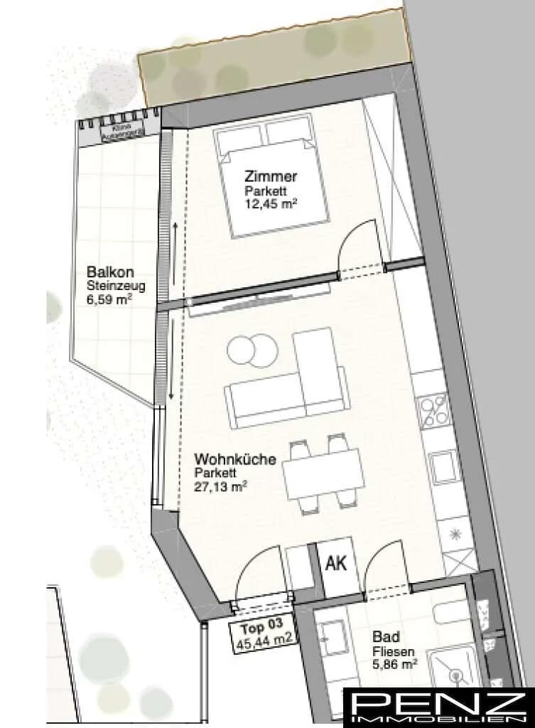 2-Zimmer-Wohnung kaufen in Linz – 45,44 m², € 315.000 – Bild 5 von 5