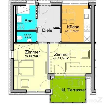 2-Zimmer-Wohnung mieten in Graz – 50,41 m², € 818