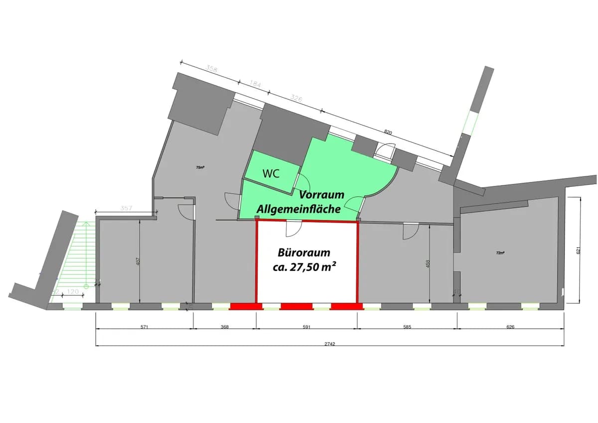 1-Zimmer-Gewerbeimmobilie mieten in Perg – 28 m², € 258
