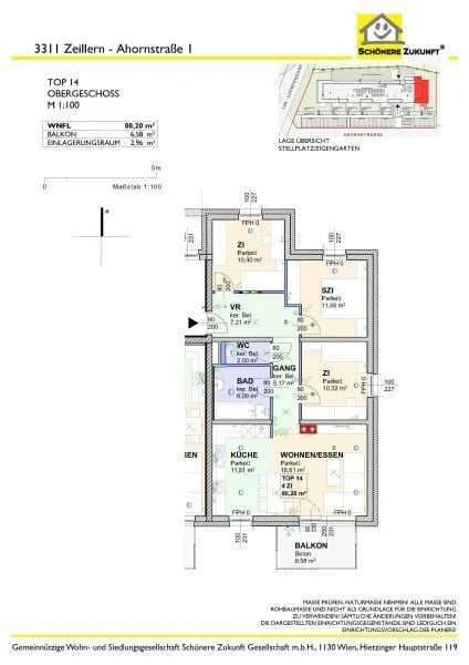 4-Zimmer-Wohnung mieten in Amstetten – 80,06 m², € 970 – Bild 6 von 9
