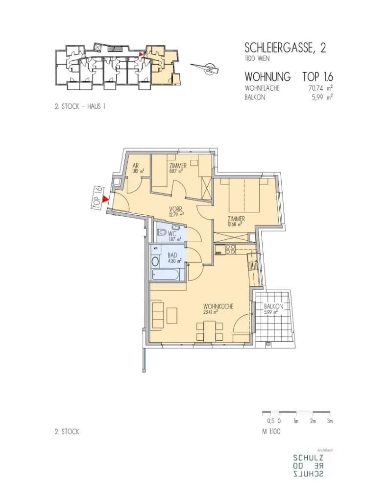 3-Zimmer-Wohnung mieten in Wien – 70,74 m², € 1.240 – Bild 12 von 12