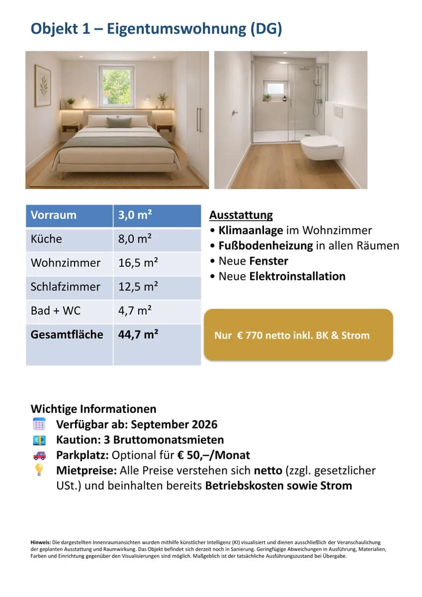 Wohnung mieten in Wels – 15 m², € 500 – Bild 2 von 4