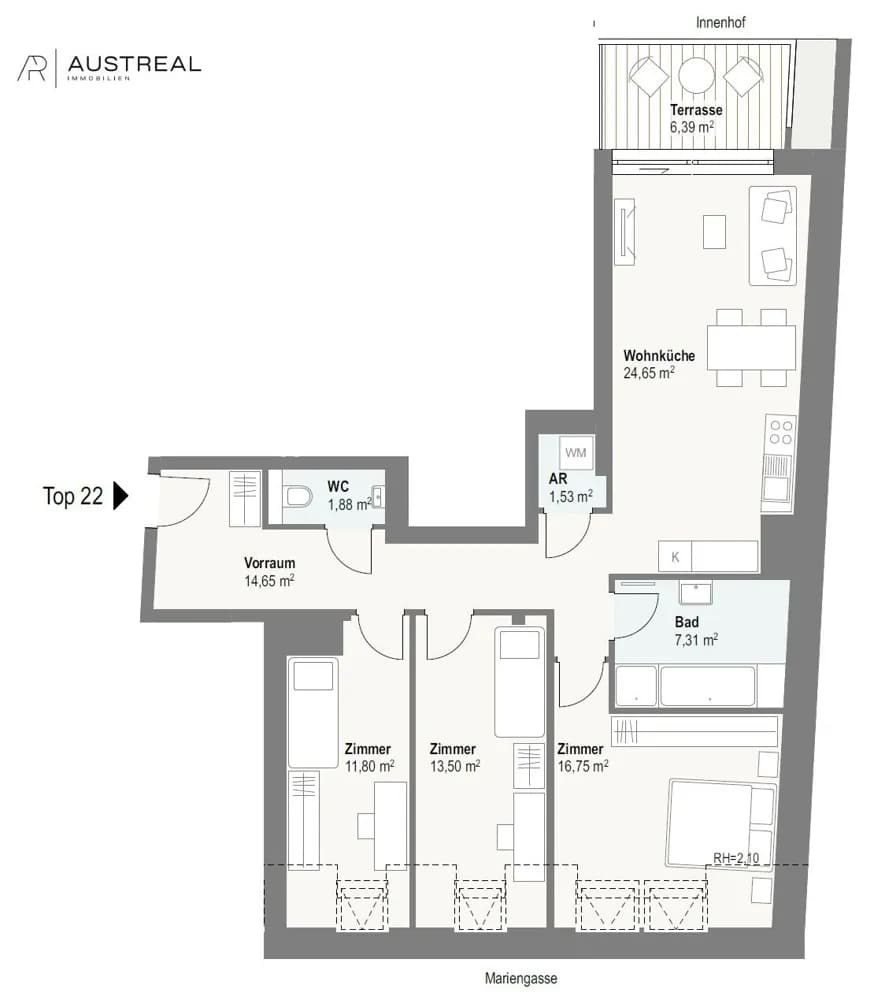 4-Zimmer-Wohnung kaufen in Wien – 92,07 m², € 565.000 – Bild 2 von 16