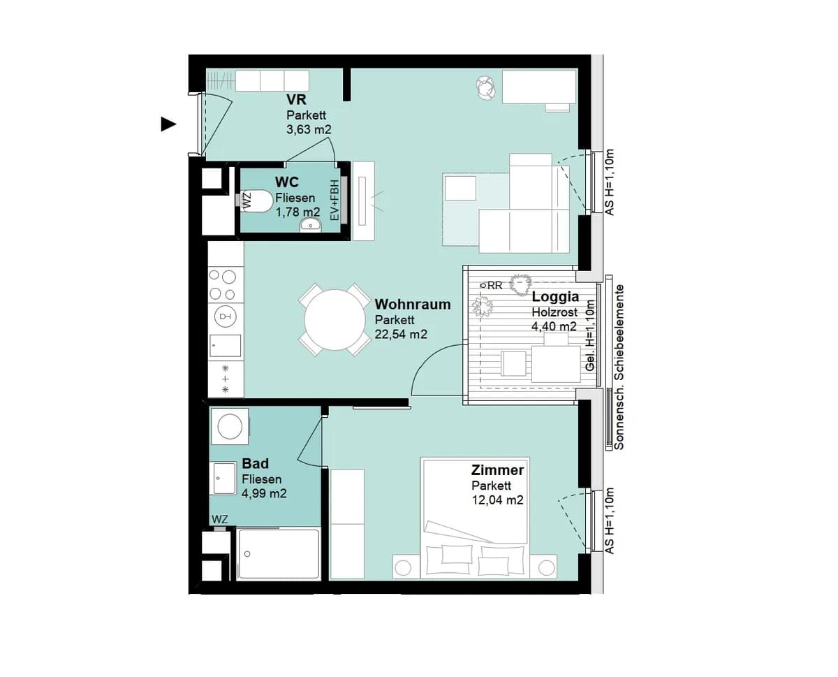 2-Zimmer-Wohnung mieten in Wien – 49,67 m², € 1.189 – Bild 8 von 8