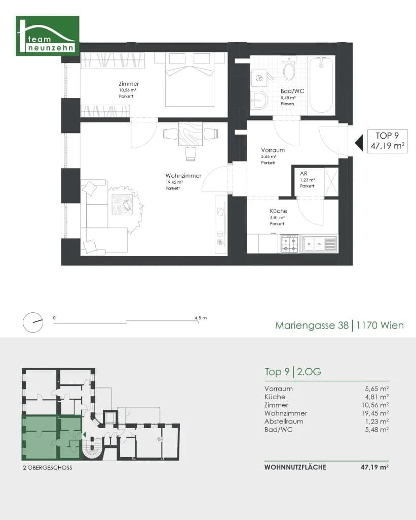 2-Zimmer-Wohnung kaufen in Wien – 47,19 m², € 225.000 – Bild 19 von 19