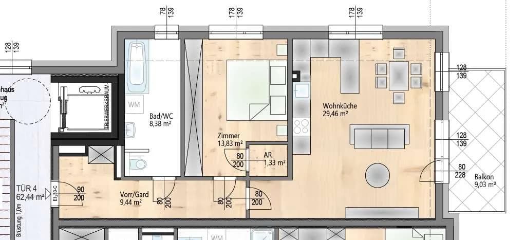 2-Zimmer-Wohnung kaufen in Wien – 62,44 m², € 379.000 – Bild 2 von 9