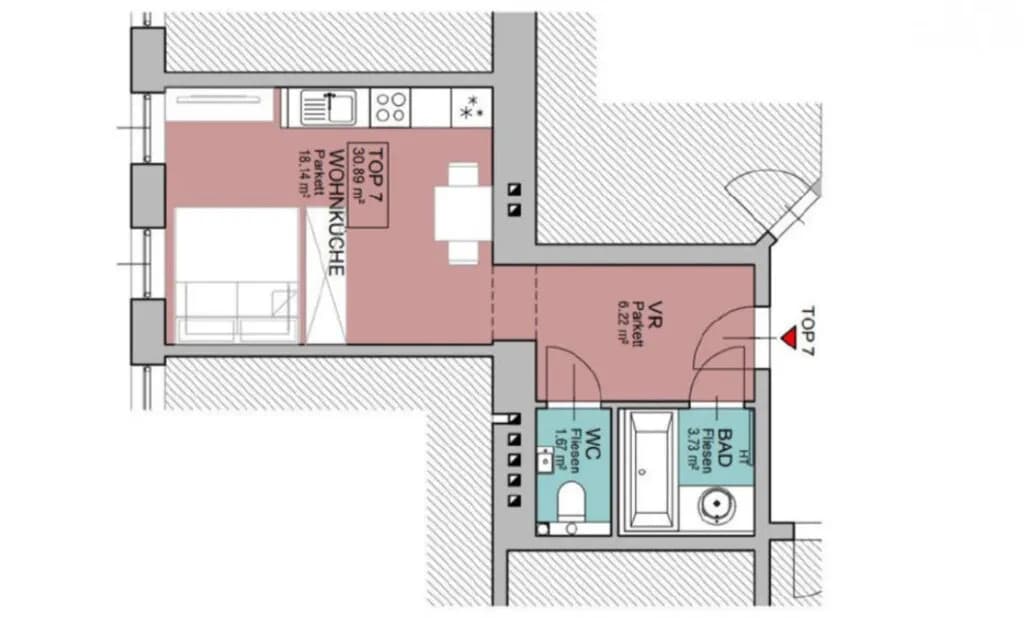 1-Zimmer-Wohnung kaufen in Wien – 30 m², € 144.000 – Bild 6 von 6