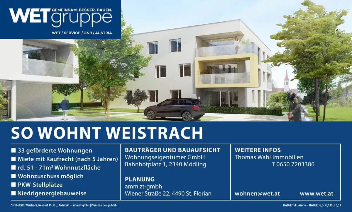 3-Zimmer-Wohnung mieten in Amstetten – 71,65 m², € 727