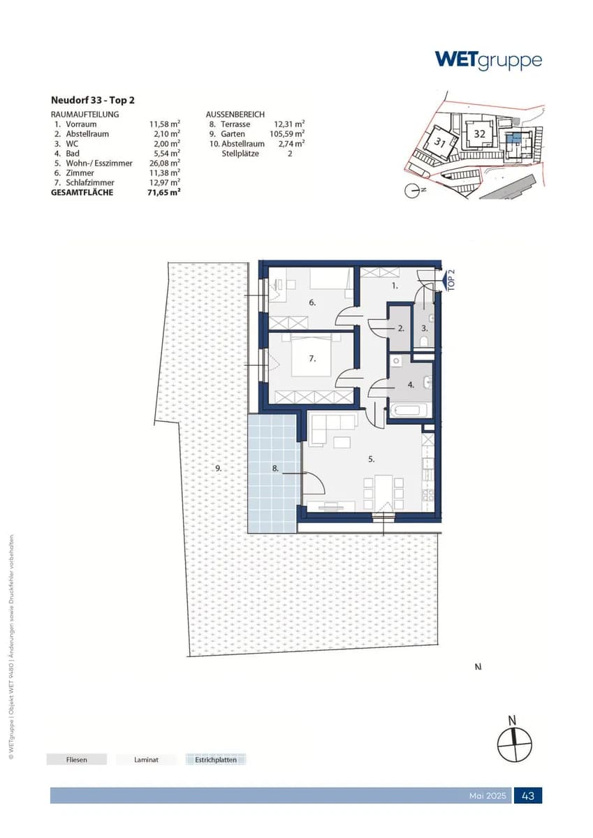 3-Zimmer-Wohnung mieten in Amstetten – 71,65 m², € 727 – Bild 2 von 6