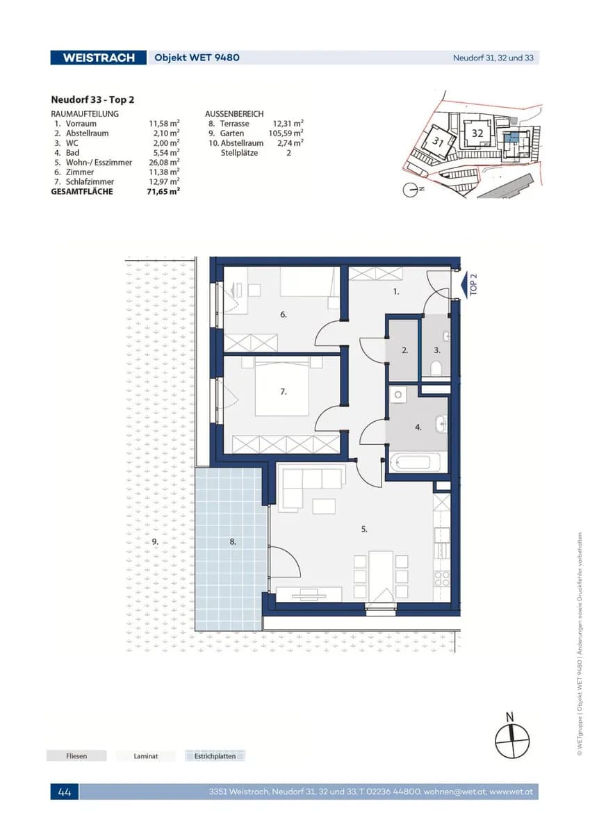 3-Zimmer-Wohnung mieten in Amstetten – 71,65 m², € 727 – Bild 3 von 6