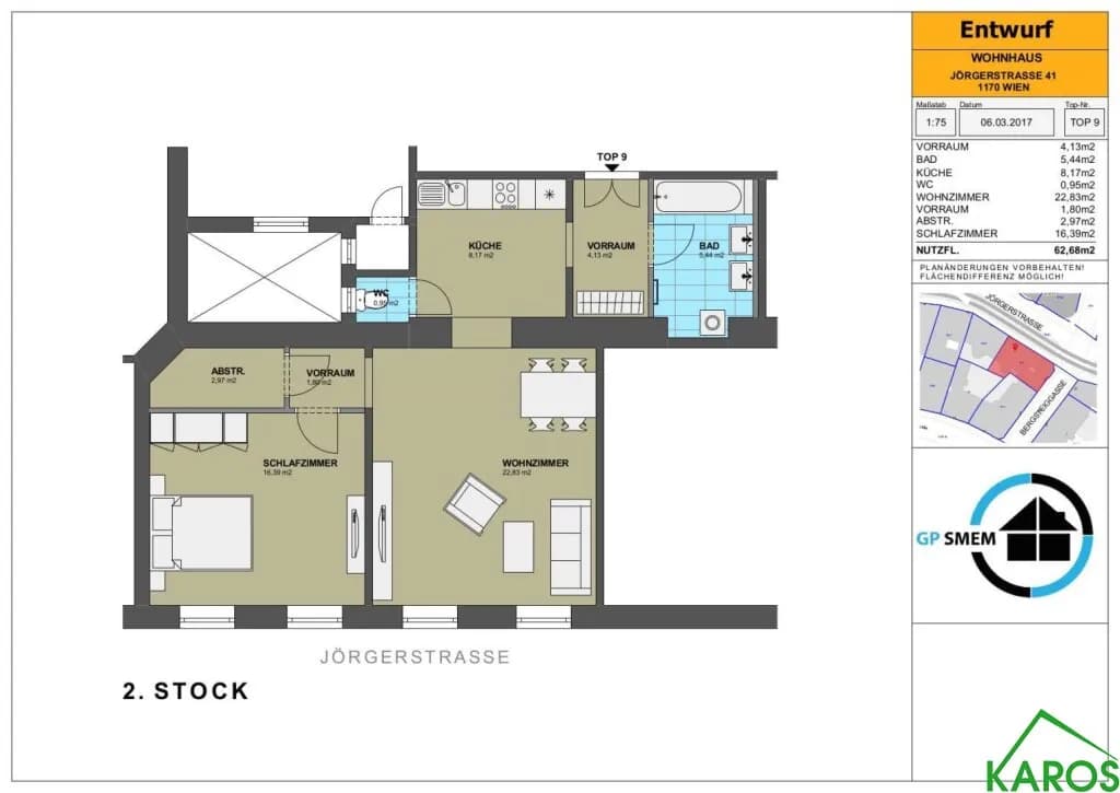 2-Zimmer-Wohnung mieten in Wien – 62,68 m², € 1.000 – Bild 15 von 15
