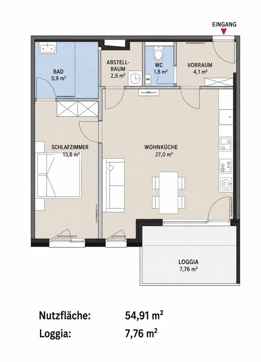 2-Zimmer-Wohnung kaufen in Wien – 55 m², € 349.000 – Bild 12 von 14
