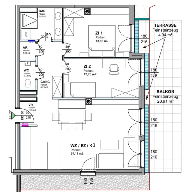 3-Zimmer-Wohnung kaufen in Mödling – 77 m², € 620.000 – Bild 9 von 9