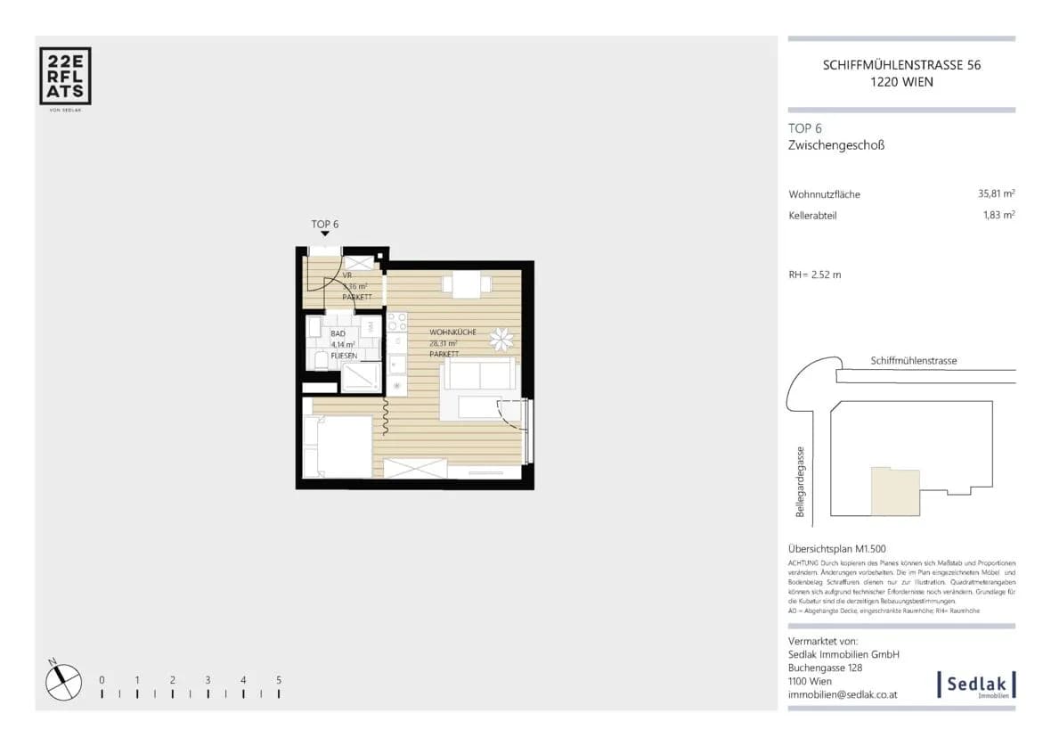 1-Zimmer-Wohnung kaufen in Wien – 35,81 m², € 255.000 – Bild 2 von 8
