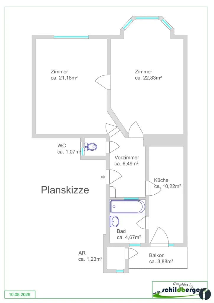 2-Zimmer-Wohnung mieten in Tulln – 67,69 m², € 730 – Bild 7 von 8