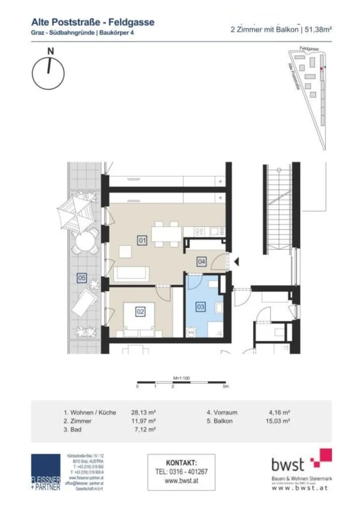 2-Zimmer-Wohnung mieten in Graz – 51,38 m², € 808 – Bild 6 von 6