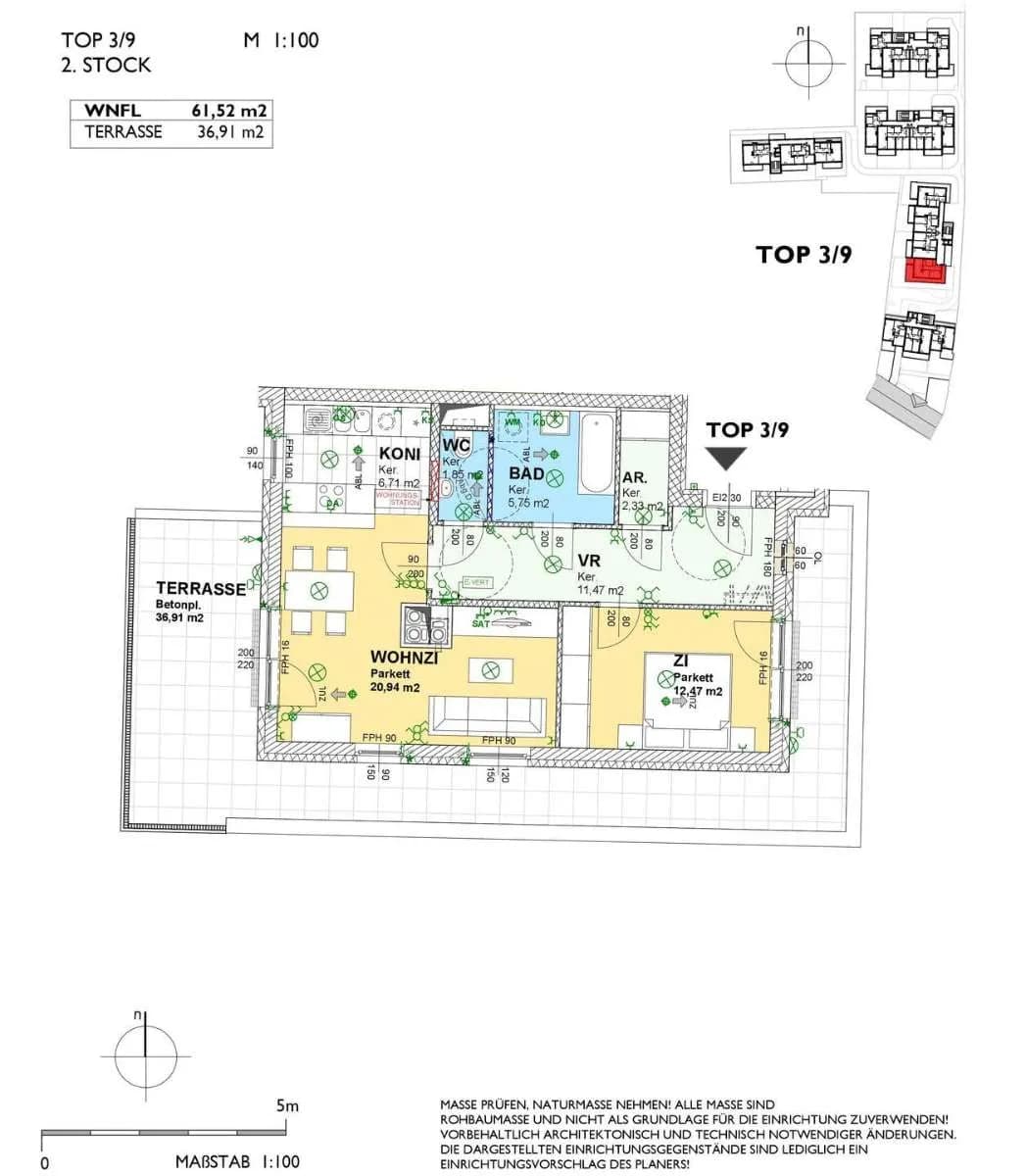 2-Zimmer-Wohnung mieten in Tulln – 61,68 m², € 994 – Bild 9 von 13