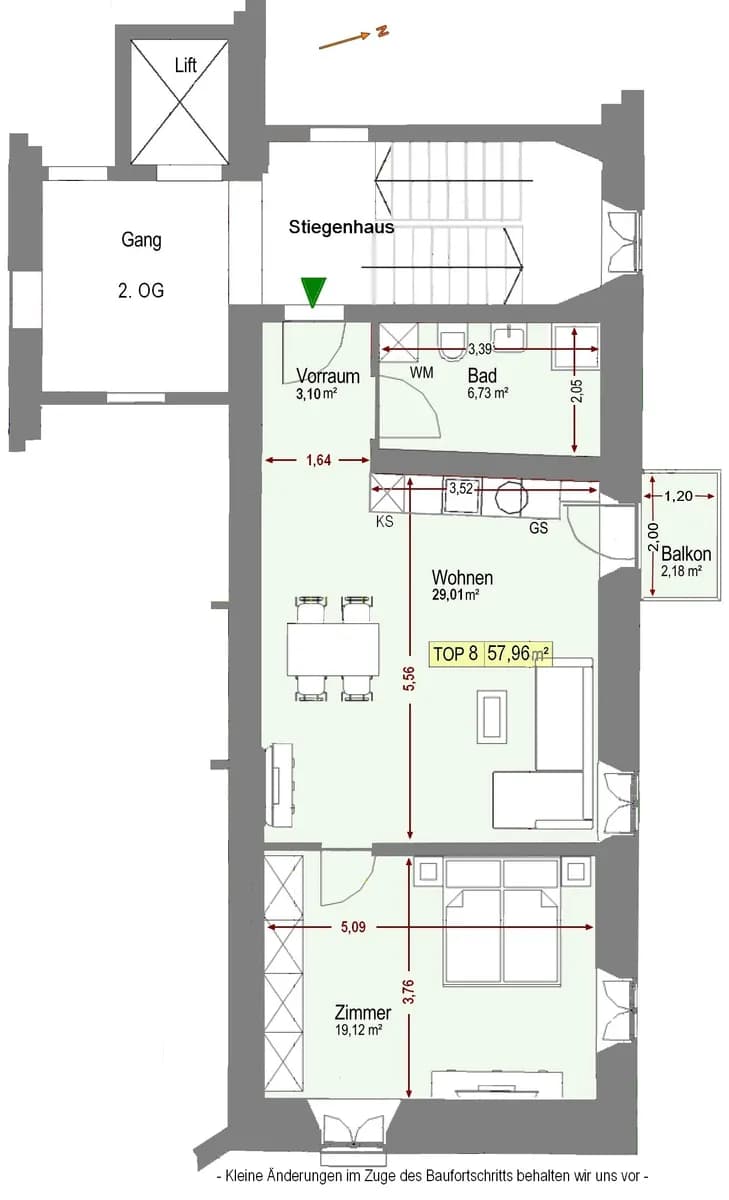 2-Zimmer-Wohnung mieten in Kufstein – 58 m², € 966 – Bild 2 von 13