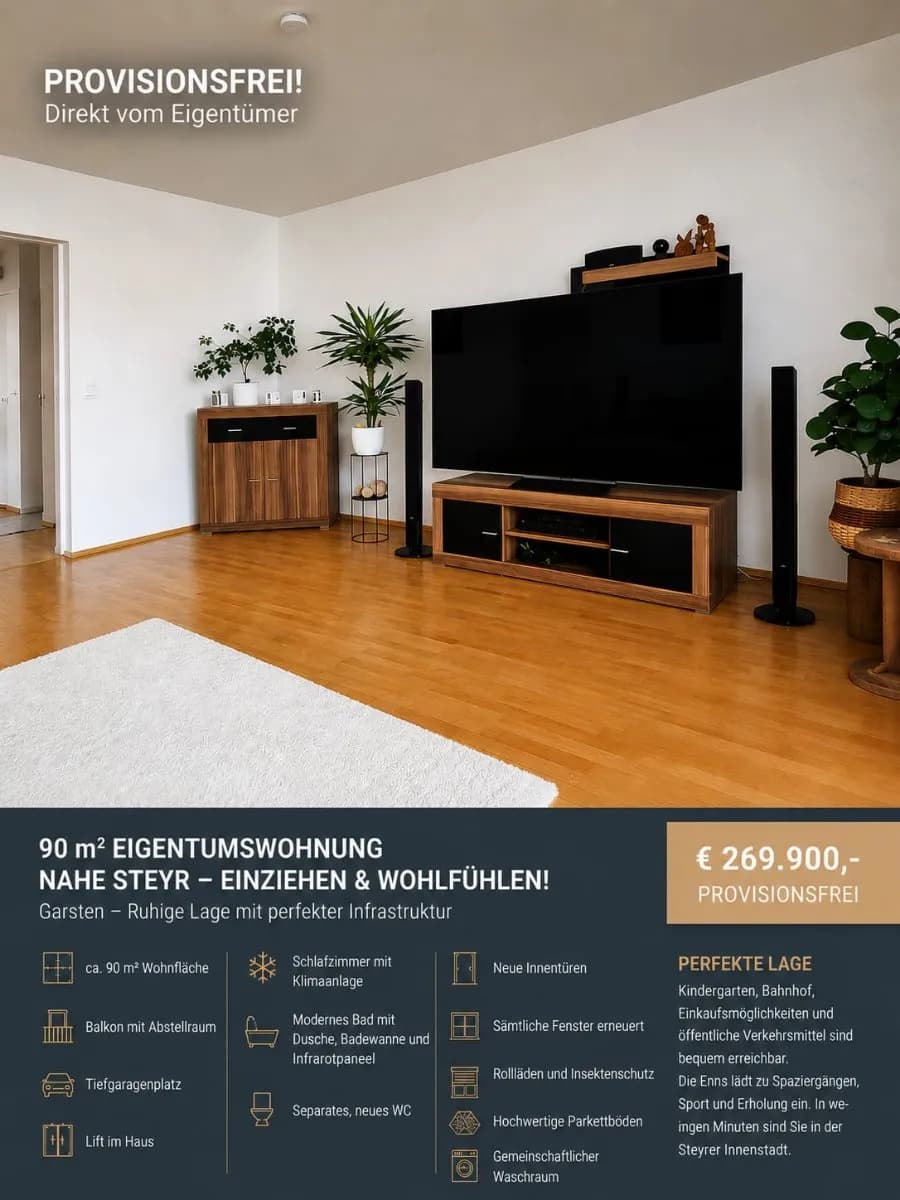 3-Zimmer-Wohnung kaufen in Steyr-Land – 90 m², € 269.900
