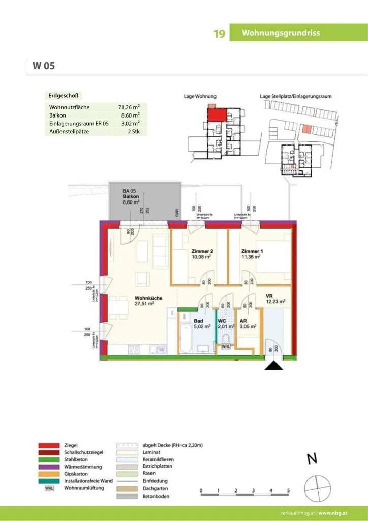 3-Zimmer-Wohnung mieten in Horn – 71,26 m², € 694 – Bild 2 von 3