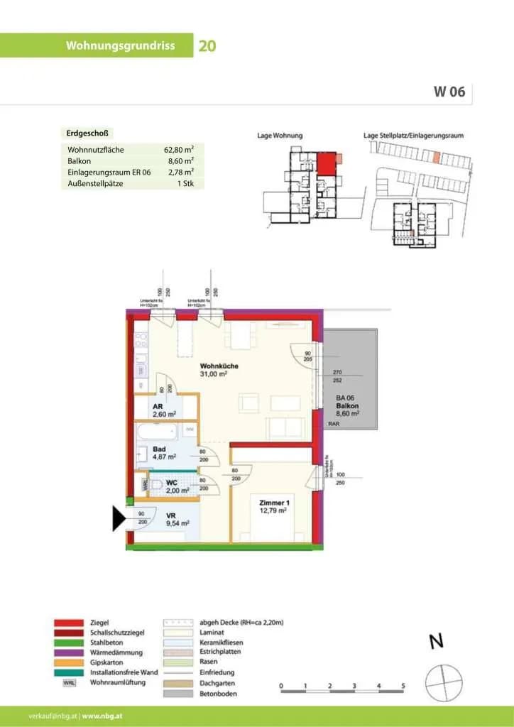 2-Zimmer-Wohnung mieten in Horn – 62,8 m², € 607 – Bild 2 von 3