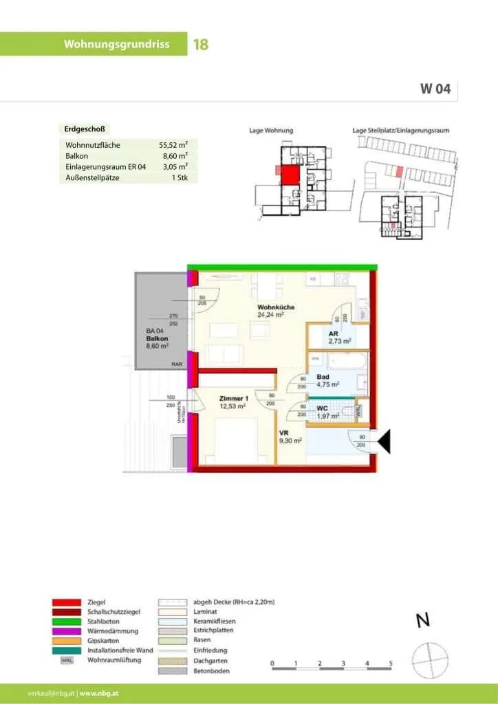 2-Zimmer-Wohnung mieten in Horn – 54,67 m², € 548 – Bild 2 von 3