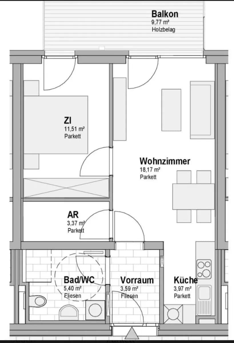 2-Zimmer-Wohnung mieten in Graz – 46 m², € 819 – Bild 9 von 12