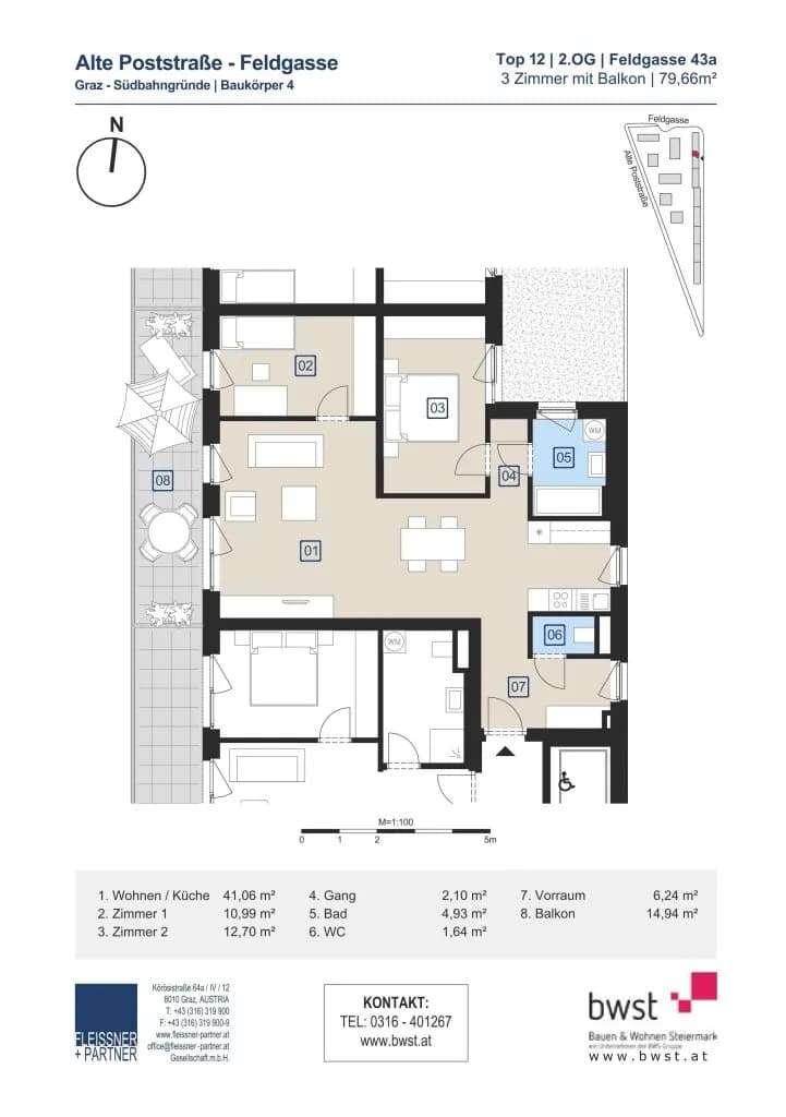 3-Zimmer-Wohnung mieten in Graz – 79,63 m², € 1.031 – Bild 6 von 6