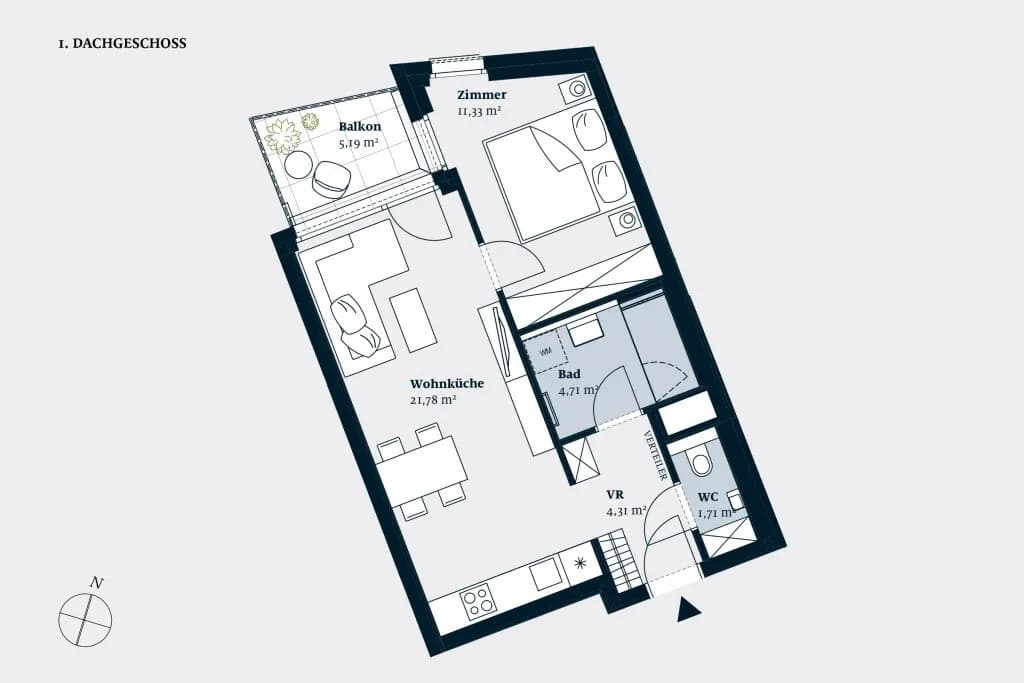 2-Zimmer-Wohnung kaufen in Wien – 43,84 m², € 406.800 – Bild 2 von 19
