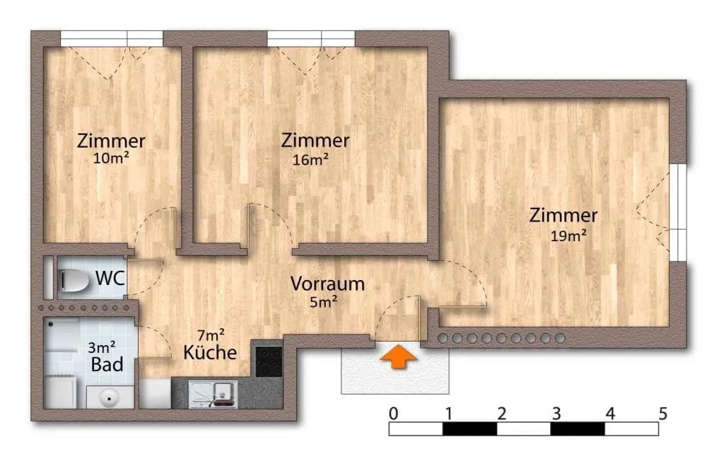 3-Zimmer-Wohnung mieten in Wien – 61 m², € 1.098 – Bild 8 von 12