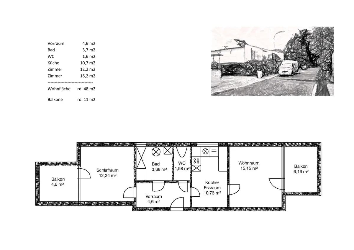 3-Zimmer-Wohnung mieten in Graz – 48 m², € 748 – Bild 3 von 18