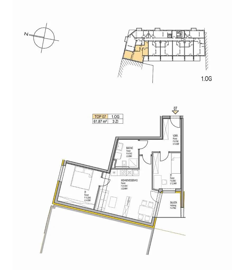 3-Zimmer-Wohnung mieten in Graz – 62 m², € 900 – Bild 8 von 9