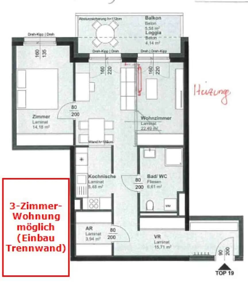 2-Zimmer-Wohnung mieten in Graz – 68,32 m², € 911 – Bild 13 von 14